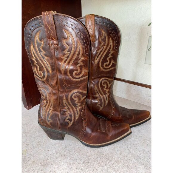 Ariat Womens Heritage J Toe Western Boots Size 10B Brown Leather Embroidered Cow - Picture 2 of 13